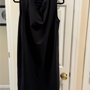 Anne Klein Black Sheath Midi Dress Cowl Neck Sleeveless